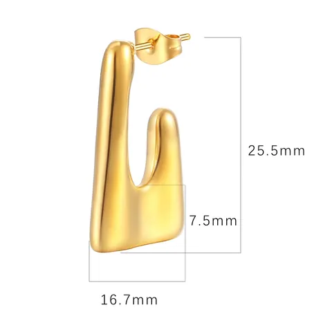 Pendientes Geométricos Irregulares En Forma De U De Acero Inoxidable Chapado En Oro De 18 Quilates Para Mujeres