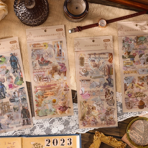 Vintage Scrapbooking Aufkleber Retro Wasserdicht PVC Deko Sticker Für Journaling Kunsthandwerk Schreibwaren