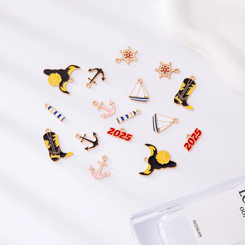 Enamel Alloy Charms Pendants DIY Jewelry Making Supplies Nautical Cowboy Theme Anchor Sailboat Helm Lighthouse Bull Head