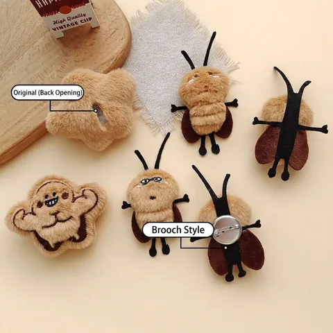 Broche En Peluche Cafard Dessin Animé Accessoire Décoratif Créatif Pour Sacs Chapeaux Vêtements