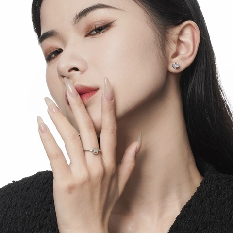 Minimalist 925 Sterling Silver Open Ring For Women S925 Silver White Agate Adjustable Geometric Finger Ring Ins Style Jewelry