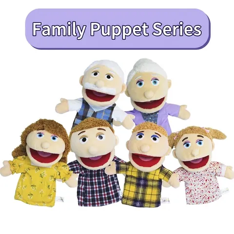 Family Members Hand Puppets Plush Toys With Movable Mouth For Storytelling Role Play Educational Teaching For Kids