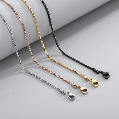Minimalist Stainless Steel Snake Chain Necklace Elegant Versatile Jewelry For Men Women Gold Silver Rose Gold Black