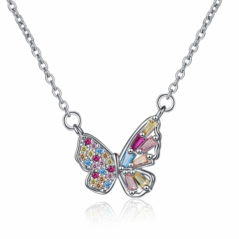 Collana Con Farfalla Rame Zirconi Multicolore Catena Per Clavicola Gioielli Di Lusso Elegante Raffinato Per Donna