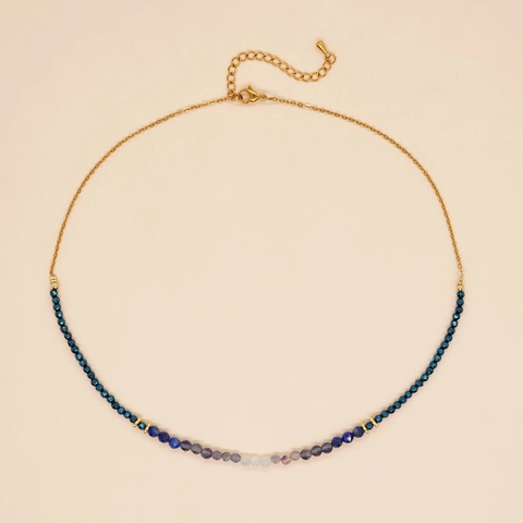 Roestvrijstalen Gradiënt Halfedelsteen Gefacetteerde Kraal Ketting INS Stijl Elegante Sieraden Voor Vrouwen