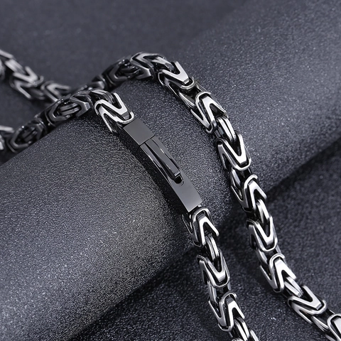 Byzantinische Kette Halskette Edelstahl Hip Hop Punk Vintage Herren Schmuck Geschenk Mit Kastenverschluss