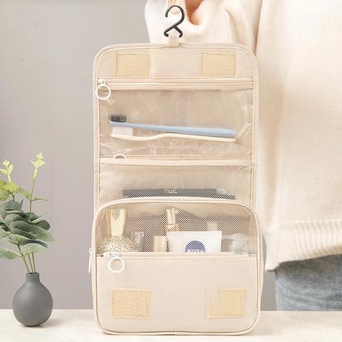 Hängender Kulturbeutel Große Kapazität Wasserdichter Polyester Faltbarer Reise Make-up Organizer Mit Haken