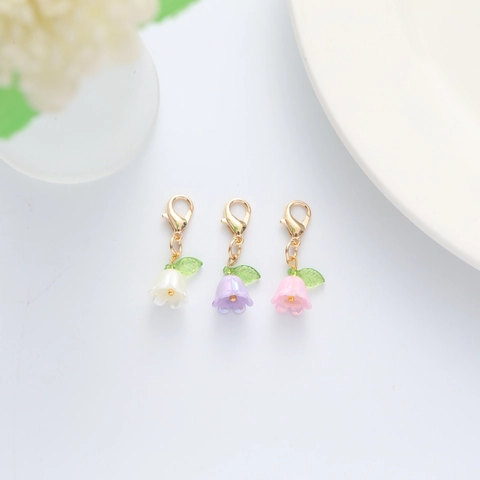 Llavero De Flor Esmalte Aleación Zinc Encanto Floral Colgante De Bolsa Corazón Cierre De Langosta Joyería Linda