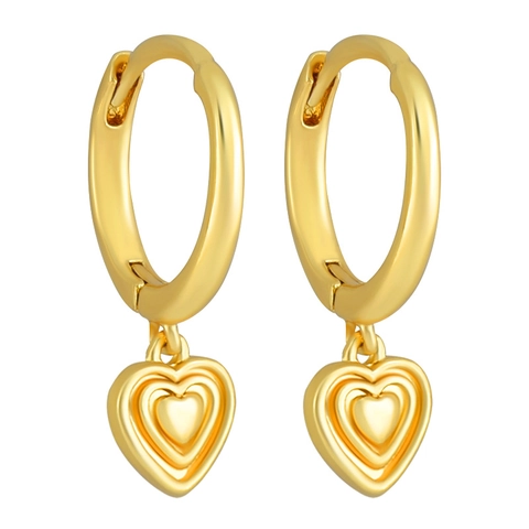Orecchini a Cerchio a Cuore in Rame con Perno in Argento Sterling 925 Zirconia Texture in Rilievo Gioielli per Donna Regalo