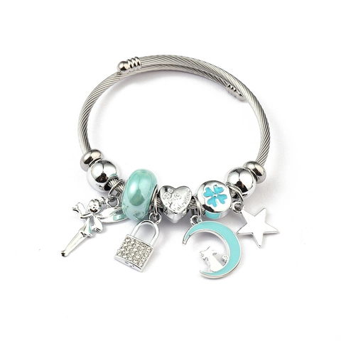 Charm Bangle Bracelet Alloy Enamel Butterfly Elephant Heart Pendant Adjustable Cable Wire Fashion Jewelry For Women