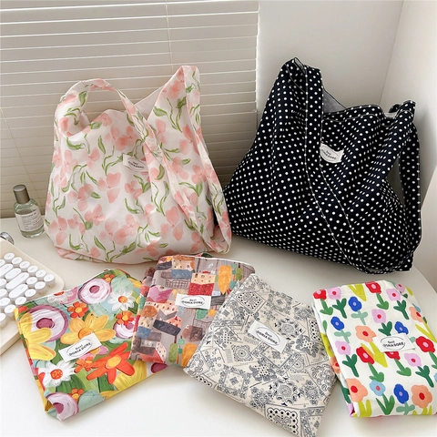 Floral Oil Painting Canvas Tote Bag Large Capacity Casual Shoulder Handbag For Women Shopping Grocery Artistic Fresh