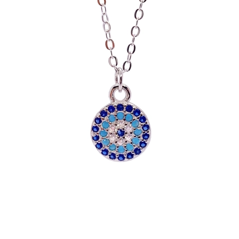 Collana Con Ciondolo Occhio Di Allah In Argento Sterling 925 Con Zirconi Stile Turco Elegante Per Donna
