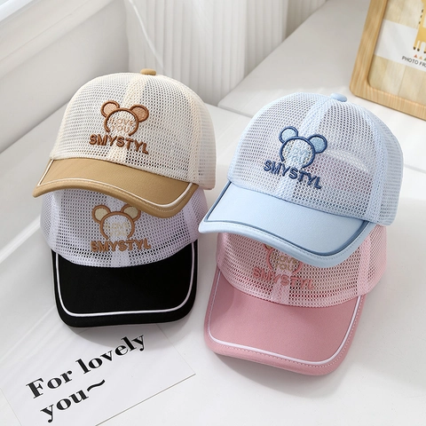 Berretto Da Baseball Bambini Maglia Traspirante E Poliestere Ricamo Orecchie Di Orso Regolabile Cappello Da Sole Estivo