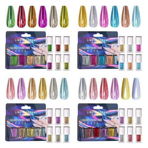 Polvere Di Cromo Liquida Per Effetto Specchio Nail Art Finitura Metallica Specchio Magico Liquido Olografico Laser DIY Decor