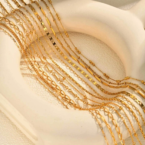 Minimalistische Edelstahl Halskette IP Vergoldet Kugel Büroklammer Kette Für Damen Tägliche Modeschmuck