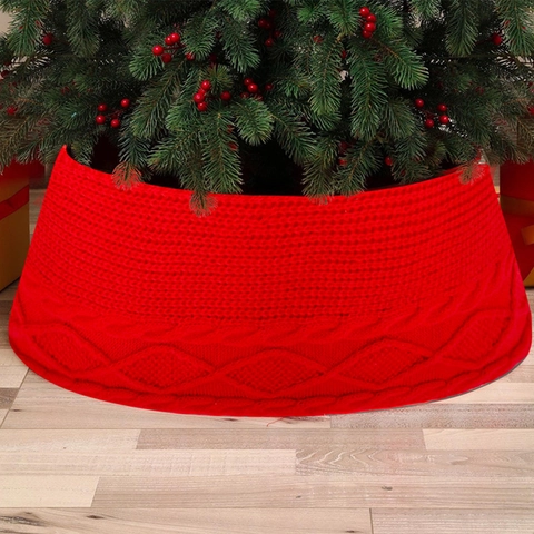Jupe De Sapin De Noël Tricot Lin Paillettes Couverture De Base Décorative Fête De Vacances Maison
