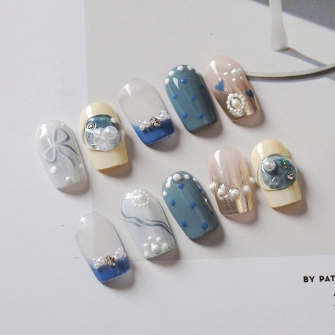 Adesivi Per Nail Art Con Künstliche Perle 3D In Rilievo Autoadesivi Stile Francese Künstliche Perle Bianche Decorazione Manicure DIY