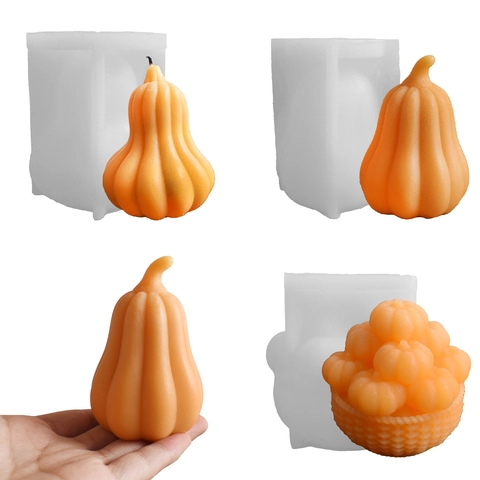 Halloween Pumpkin Silicone Mold 3D DIY Aromatherapy Candle Resin Soap Casting Tool Home Decor Festive Baking Accessory