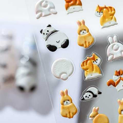 Adesivi Per Unghie 3D Rilievo Autoadesivi Animali Cartoni Animati Panda Coniglio Scoiattolo Decorazioni Manicure
