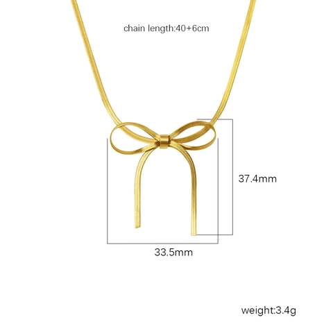 Bowknot Stainless Steel Jewelry Set For Women Snake Chain Necklace Bracelet And Earrings Minimalist Elegant Accessory