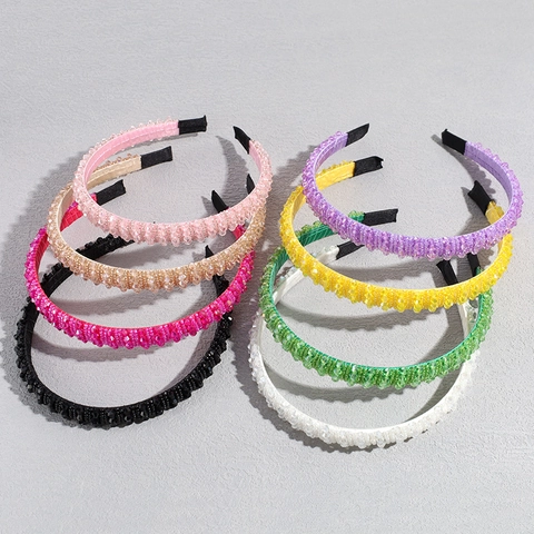 Beaded Headband Colorful Crystal Rhinestone Handmade Vintage Fashion Hair Hoop For Women Hair Accessories
