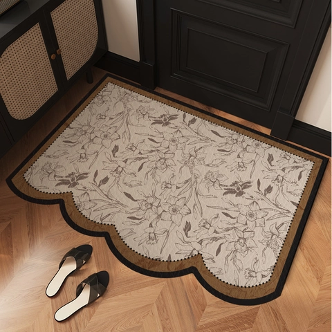 Zerbino Ingresso Floreale Vintage Francese Pelle PVC Impermeabile Tappeto Pavimento Antiscivolo Ritagliabile Arredo Casa