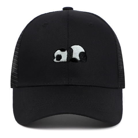 Berretto da Baseball in Rete Ricamo Panda Uomo Donna Cappello Trucker Traspirante Regolabile Parasole Cotone Sport Snapback
