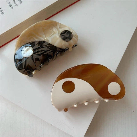Molletta Per Capelli Yin Yang Taiji Grande Artiglio In Acetato Accessorio Retrò Elegante Donna