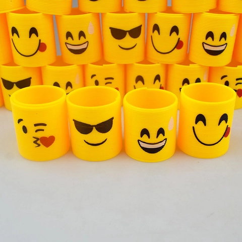 Mini Gioco A Molla Arcobaleno Con Faccia Emoji Giallo Plastica Elastico Sensoriale Fidget Per Festa Compleanno Bambini