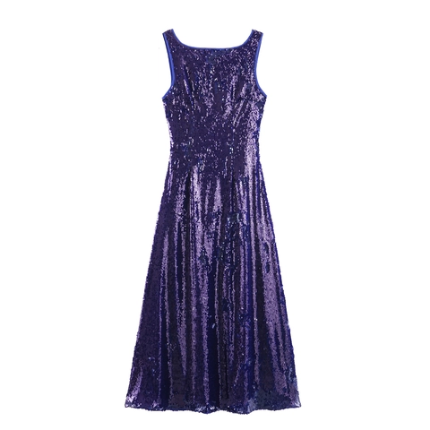 Abito Da Sera Con Paillettes Da Donna Senza Maniche Vestibilità Aderente Sexy Schiena Scoperta Vita Alta Elegante Formale Banchetto Festa Lungo