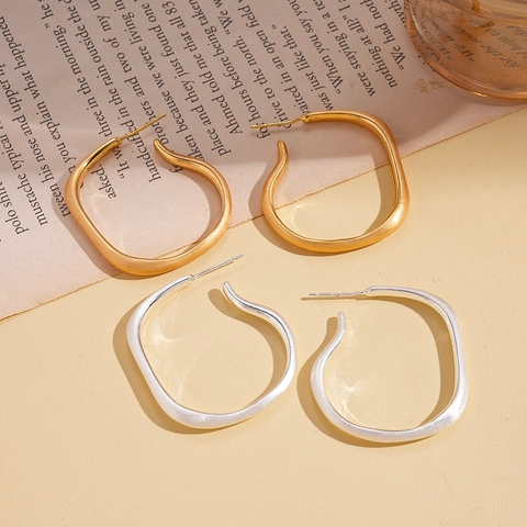 Irregular Geometric Round Stud Earrings With 925 Sterling Silver Earring Post 18K Gold Plated Copper Chic Jewelry Women