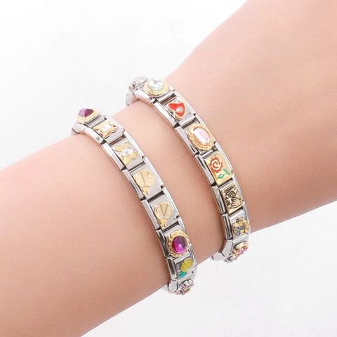Italian Charm Modular Link Bracelet Stainless Steel DIY Fashion Jewelry Heart Animal Patterns Unisex