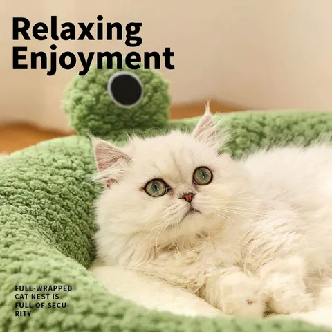Letto Per Animali Domestici Nido Caldo Peluche Rana Natale Frutta Stili Semichiuso Gatto Grotta Lavabile Rotondo Cane Materasso
