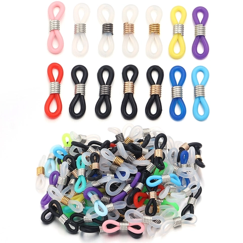 Brillenketten Verbinder Silikon Rutschfeste Gummischlaufen Mit Metallspule Für Brillenband Halter DIY Schmuckzubehör