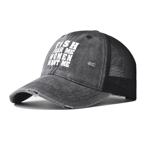 Cappellino Da Baseball Trucker Cotone Lavato Rete Traspirante Stampa Slogan Regolabile Outdoor Casual