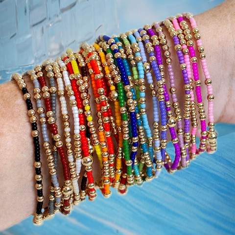 Handgefertigtes Perlenarmband Buntes Glas Heishi Perlen Kupfer Spacer Boho Strand Schmuck Für Damen