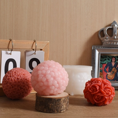 Flower Ball Silicone Mold Rose Clover Shaped For DIY Candle Making Soap Resin Crafting Handmade Home Decor