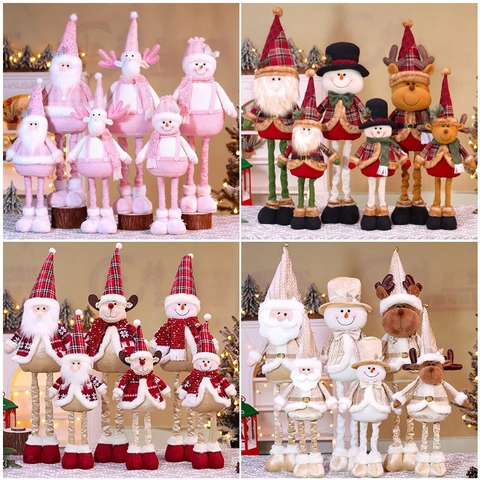 Ornamenti Per Bambole Telescopiche Di Natale Giocattoli Di Peluche A Gambe Lunghe In Tessuto Per Decorazione Tavolo Festa Babbo Natale Pupazzo Di Neve Renna
