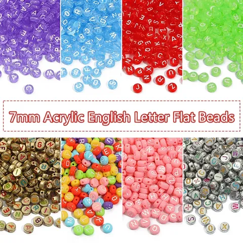 Flat Round Alphabet Beads Acrylic Letter Number Heart Star Pattern Colorful Spacer Beads For DIY Jewelry Making Bracelet Necklace Craft