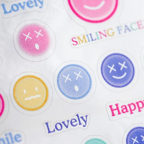Adesivi Per Unghie Sfumato Faccina Sorridente Sottile Opaco Autoadesivo Decorazione Manicure