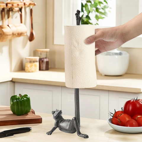 Vertical Standing Paper Towel Holder Cast Iron Creative Animal Frog Giraffe Elephant Kitchen Countertop Decor Vintage Rustic