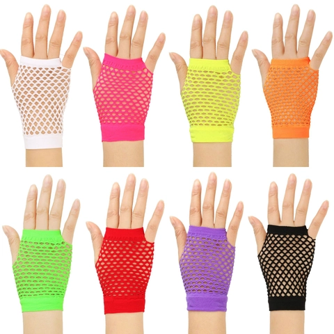 Guanti A Rete Corti Nylon Elastico Maglia Traforata Senza Dita Stile Punk Retro Accessori Da Festa