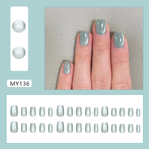 Emerald Green Cat Eye Press On Nails Glossy Squoval Short False Nails ABS Plastic Sweet Simple Manicure For Women