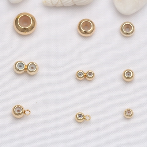 Adjustable Positioning Spacer Beads 14K Gold Plated Copper With Silicone Core Non-Slip For DIY Jewelry Making Findings