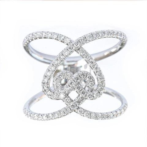 Bague Cœur Infini en Cuivre avec Strass pour Femmes Style Ins Mode Nœud Géométrique Bijoux de Doigt pour Femme