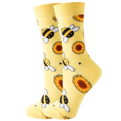 Lustige Cartoon Tier Essen Muster Socken Weiche Baumwollmischung Bunte Neuheit Atmungsaktive Strumpfwaren Für Herren Damen