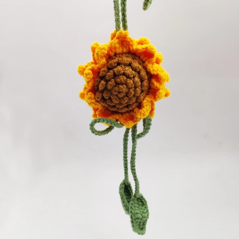 Colgante De Girasol Tejido A Mano Abalorio De Flor De Ganchillo De Doble Capa Para Bolso Decoración Espejo Retrovisor