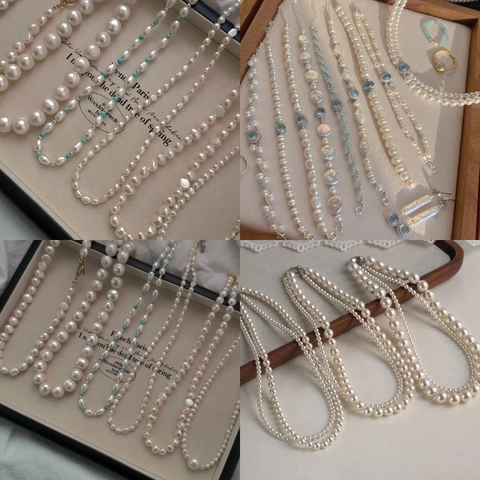 French Retro Elegant Imitation Artificial Pearl Necklace With Alloy Zircon Geometric Pendant Fashion Jewelry For Women