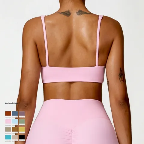 Women Sports Bra Nylon Spandex Brushed Quick Dry Shockproof Yoga Top Fitness Gym Vest Seamless Nude Feel Solid Color
