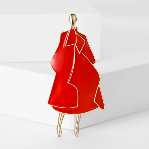 Mode Émail Modèle Dame Broche Figure Abstraite Épingle Pour Femmes Alliage Émail Épingles Artistique Dames Pull Manteau Accessoires